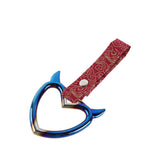 Devil Horns Heart JDM Tsurikawa Drift Subway Train Bus Handle Strap – Universal Car Interior Hanging Charm, Bosozoku Red Clouds Pattern Retro Nylon Strap X1