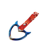 Devil Horns Heart JDM Tsurikawa Drift Subway Train Bus Handle Strap – Universal Car Interior Hanging Charm, Bosozoku Red Waves Pattern Retro Nylon Strap X1