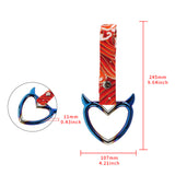 Devil Horns Heart JDM Tsurikawa Drift Subway Train Bus Handle Strap – Universal Car Interior Hanging Charm, Bosozoku Red Waves Pattern Retro Nylon Strap X1