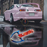 Devil Horns Heart JDM Tsurikawa Drift Subway Train Bus Handle Strap – Universal Car Interior Hanging Charm, Bosozoku Red Waves Pattern Retro Nylon Strap X1
