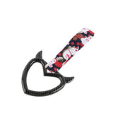 Devil Horns Heart JDM Tsurikawa Drift Subway Train Bus Handle Strap – Universal Car Interior Hanging Charm, Bosozoku Black Cats Pattern Retro Nylon Strap X1