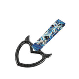 Devil Horns Heart JDM Tsurikawa Drift Subway Train Bus Handle Strap – Universal Car Interior Hanging Charm, Bosozoku Blue Waves Pattern Retro Nylon Strap X1