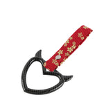 Devil Horns Heart JDM Tsurikawa Drift Subway Train Bus Handle Strap – Universal Car Interior Hanging Charm, Bosozoku Red Flowers Pattern Retro Nylon Strap X1