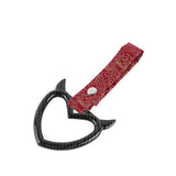Devil Horns Heart JDM Tsurikawa Drift Subway Train Bus Handle Strap – Universal Car Interior Hanging Charm, Bosozoku Red Clouds Pattern Retro Nylon Strap X1