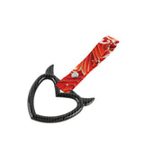 Devil Horns Heart JDM Tsurikawa Drift Subway Train Bus Handle Strap – Universal Car Interior Hanging Charm, Bosozoku Red Waves Pattern Retro Nylon Strap X1