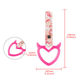Devil Horns Heart JDM Tsurikawa Drift Subway Train Bus Handle Strap – Universal Car Interior Hanging Charm, Bosozoku Pink Flowers Pattern Retro Nylon Strap X1