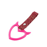 Devil Horns Heart JDM Tsurikawa Drift Subway Train Bus Handle Strap – Universal Car Interior Hanging Charm, Bosozoku Red Clouds Pattern Retro Nylon Strap X1