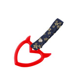 Devil Horns Heart JDM Tsurikawa Drift Subway Train Bus Handle Strap – Universal Car Interior Hanging Charm, Bosozoku Blue Flowers Pattern Retro Nylon Strap X1