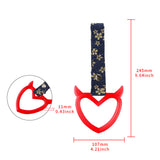 Devil Horns Heart JDM Tsurikawa Drift Subway Train Bus Handle Strap – Universal Car Interior Hanging Charm, Bosozoku Blue Flowers Pattern Retro Nylon Strap X1