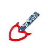 Devil Horns Heart JDM Tsurikawa Drift Subway Train Bus Handle Strap – Universal Car Interior Hanging Charm, Bosozoku Blue Waves Pattern Retro Nylon Strap X1