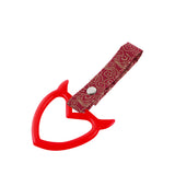 Devil Horns Heart JDM Tsurikawa Drift Subway Train Bus Handle Strap – Universal Car Interior Hanging Charm, Bosozoku Red Clouds Pattern Retro Nylon Strap X1