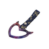 Devil Horns Heart JDM Tsurikawa Drift Subway Train Bus Handle Strap – Universal Car Interior Hanging Charm, Bosozoku Blue Flowers Pattern Retro Nylon Strap X1