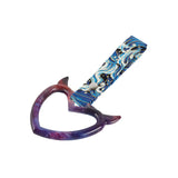 Devil Horns Heart JDM Tsurikawa Drift Subway Train Bus Handle Strap – Universal Car Interior Hanging Charm, Bosozoku Blue Waves Pattern Retro Nylon Strap X1