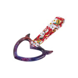 Devil Horns Heart JDM Tsurikawa Drift Subway Train Bus Handle Strap – Universal Car Interior Hanging Charm, Bosozoku Red Cats Pattern Retro Nylon Strap X1