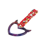 Devil Horns Heart JDM Tsurikawa Drift Subway Train Bus Handle Strap – Universal Car Interior Hanging Charm, Bosozoku Red Dogs Pattern Retro Nylon Strap X1