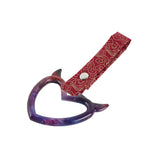 Devil Horns Heart JDM Tsurikawa Drift Subway Train Bus Handle Strap – Universal Car Interior Hanging Charm, Bosozoku Red Clouds Pattern Retro Nylon Strap X1