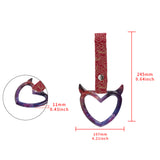 Devil Horns Heart JDM Tsurikawa Drift Subway Train Bus Handle Strap – Universal Car Interior Hanging Charm, Bosozoku Red Clouds Pattern Retro Nylon Strap X1