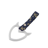 Devil Horns Heart JDM Tsurikawa Drift Subway Train Bus Handle Strap – Universal Car Interior Hanging Charm, Bosozoku Blue Flowers Pattern Retro Nylon Strap X1