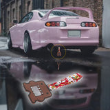 Kawaii Domo Monster Kun JDM Tsurikawa Drift Subway Train Bus Handle Strap – Universal Car Interior Hanging Charm, Bosozoku Red Cats Pattern Retro Nylon Strap X1