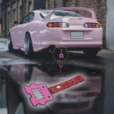 Kawaii Domo Monster Kun JDM Tsurikawa Drift Subway Train Bus Handle Strap – Universal Car Interior Hanging Charm, Bosozoku Red Clouds Pattern Retro Nylon Strap X1