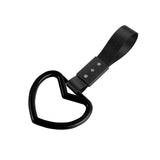 Heart Shape JDM Tsurikawa Drift Subway Train Bus Handle Strap – Universal Car Interior Hanging Charm, Black Nylon X1