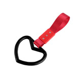 Heart Shape JDM Tsurikawa Drift Subway Train Bus Handle Strap – Universal Car Interior Hanging Charm, Red Nylon X2