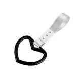 Heart Shape JDM Tsurikawa Drift Subway Train Bus Handle Strap – Universal Car Interior Hanging Charm, Silver Nylon X1