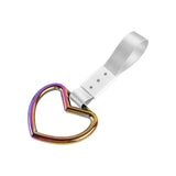 Heart Shape JDM Tsurikawa Drift Subway Train Bus Handle Strap – Universal Car Interior Hanging Charm, Silver Nylon X1