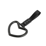 Heart Shape JDM Tsurikawa Drift Subway Train Bus Handle Strap – Universal Car Interior Hanging Charm, Black Nylon X1