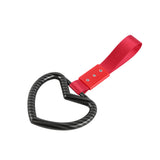 Heart Shape JDM Tsurikawa Drift Subway Train Bus Handle Strap – Universal Car Interior Hanging Charm, Red Nylon X2