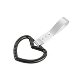 Heart Shape JDM Tsurikawa Drift Subway Train Bus Handle Strap – Universal Car Interior Hanging Charm, Silver Nylon X1
