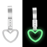 Heart Shape JDM Tsurikawa Drift Subway Train Bus Handle Strap – Universal Car Interior Hanging Charm, Silver Nylon X2