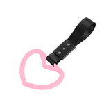 Heart Shape JDM Tsurikawa Drift Subway Train Bus Handle Strap – Universal Car Interior Hanging Charm, Black Nylon X1