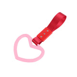 Heart Shape JDM Tsurikawa Drift Subway Train Bus Handle Strap – Universal Car Interior Hanging Charm, Red Nylon X2