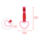 Heart Shape JDM Tsurikawa Drift Subway Train Bus Handle Strap – Universal Car Interior Hanging Charm, Red Nylon X2