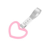 Heart Shape JDM Tsurikawa Drift Subway Train Bus Handle Strap – Universal Car Interior Hanging Charm, Silver Nylon X1