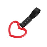 Heart Shape JDM Tsurikawa Drift Subway Train Bus Handle Strap – Universal Car Interior Hanging Charm, Black Nylon X1