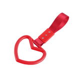 Heart Shape JDM Tsurikawa Drift Subway Train Bus Handle Strap – Universal Car Interior Hanging Charm, Red Nylon X2
