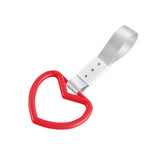 Heart Shape JDM Tsurikawa Drift Subway Train Bus Handle Strap – Universal Car Interior Hanging Charm, Silver Nylon X1
