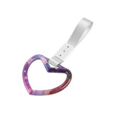 Heart Shape JDM Tsurikawa Drift Subway Train Bus Handle Strap – Universal Car Interior Hanging Charm, Silver Nylon X1