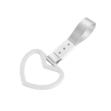 Heart Shape JDM Tsurikawa Drift Subway Train Bus Handle Strap – Universal Car Interior Hanging Charm, Silver Nylon X1