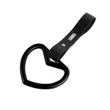 Heart Shape JDM Tsurikawa Drift Subway Train Bus Handle Strap – Universal Car Interior Hanging Charm, Black PVC X2
