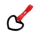 Heart Shape JDM Tsurikawa Drift Subway Train Bus Handle Strap – Universal Car Interior Hanging Charm, Red PVC X2