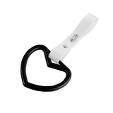 Heart Shape JDM Tsurikawa Drift Subway Train Bus Handle Strap – Universal Car Interior Hanging Charm, White PVC X2