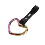 Heart Shape JDM Tsurikawa Drift Subway Train Bus Handle Strap – Universal Car Interior Hanging Charm, Black PVC X2