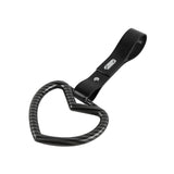 Heart Shape JDM Tsurikawa Drift Subway Train Bus Handle Strap – Universal Car Interior Hanging Charm, Black PVC X2