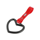 Heart Shape JDM Tsurikawa Drift Subway Train Bus Handle Strap – Universal Car Interior Hanging Charm, Red PVC X2