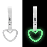 Heart Shape JDM Tsurikawa Drift Subway Train Bus Handle Strap – Universal Car Interior Hanging Charm, White PVC X2