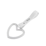 Heart Shape JDM Tsurikawa Drift Subway Train Bus Handle Strap – Universal Car Interior Hanging Charm, White PVC X2