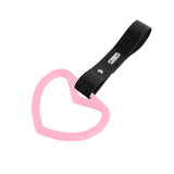 Heart Shape JDM Tsurikawa Drift Subway Train Bus Handle Strap – Universal Car Interior Hanging Charm, Black PVC X2